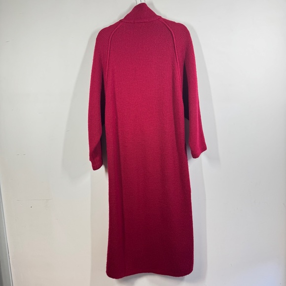 Vintage Elegant Pinkish Red Wool Mohair Blend Long Maxi Cardigan Oversized Coat - Picture 12 of 15